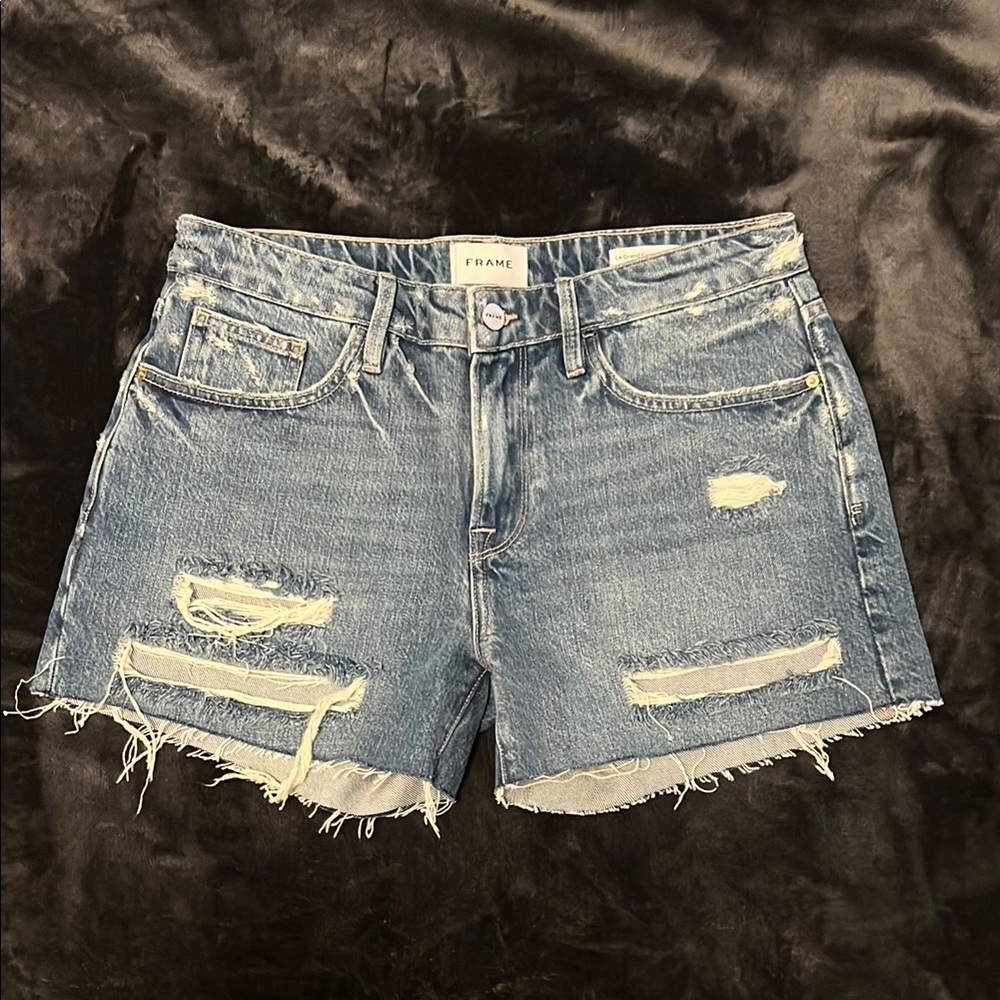 Frame Denim Women's Light Blue Ripped Jean Shorts NWOT